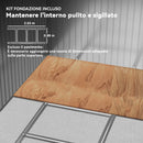 Casetta da Giardino 4,9 m² 277x195x192 cm in Acciaio Zincato con Doppia Porta Scorrevole e Tetto Inclinato Marrone Chiaro      