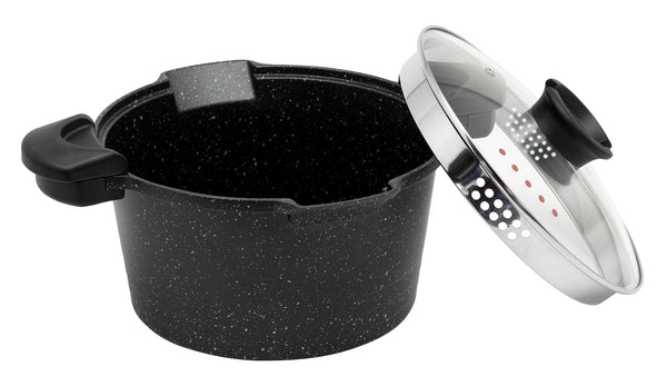 prezzo Siebtopf 5,5 Liter aus Antihaft-Aluminiumdruckguss Kollektion Cuociscola marmoriert grau