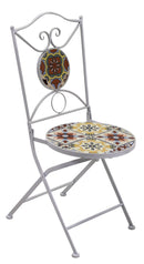 Set da Giardino Pieghevole in Metallo con Tavolo e 2 Sedie Tropea Bianco