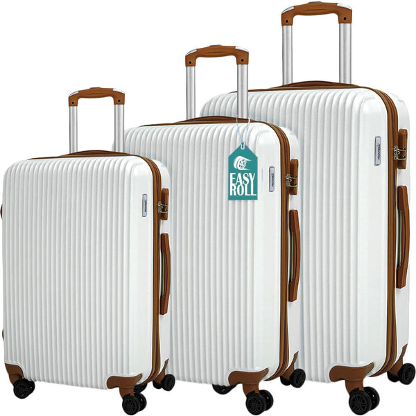 sconto Set 3 Valigie Trolley Rigide da Viaggio Easy Roll Serratura con Codice in ABS Bianco