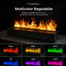 Camino Elettrico a Vapore Acqueo con Fiamme 3D con Bruciatore a Incasso 150x21,5x24 cm DFVAPO150 Pannello Digitale e Fiamme Multicolor in Acciaio e Alluminio Nero