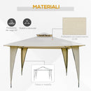 Gazebo da Giardino 3,5x3,5x2,7m in Metallo Doppio Tettuccio Beige