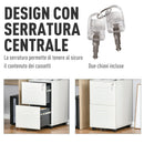 Cassettiera Schedario 2 Cassetti da Ufficio 39x48x67 cm in Acciaio Bianco