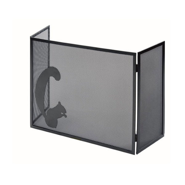 acquista Parascintille con Antine 100x50 cm Decorazione Scoiattolo in Ferro Verniciato Grigio Martellato