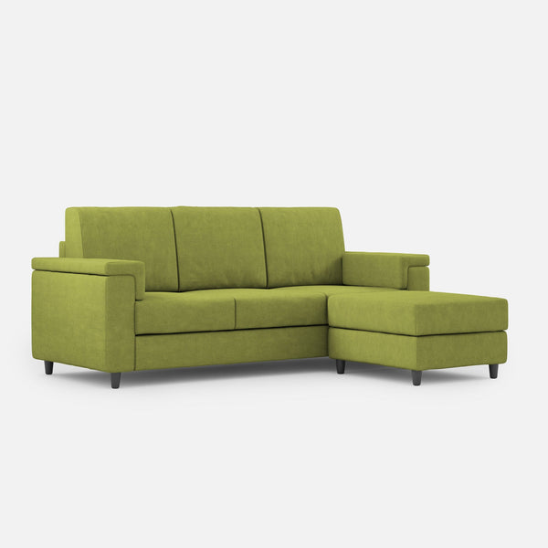 Divano 3 Posti con Pouf 208x155x85 cm Marrak in Tessuto Verde prezzo