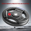 Set di Dischi Pesi 20 kg con Foro da 5 cm e 3 Impugnature in Acciaio con Rivestimento in Plastica Nero      