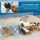 Ombrellone a Sbalzo Inclinabile con Manovella 415x293x270 cm con Base a Croce Cachi