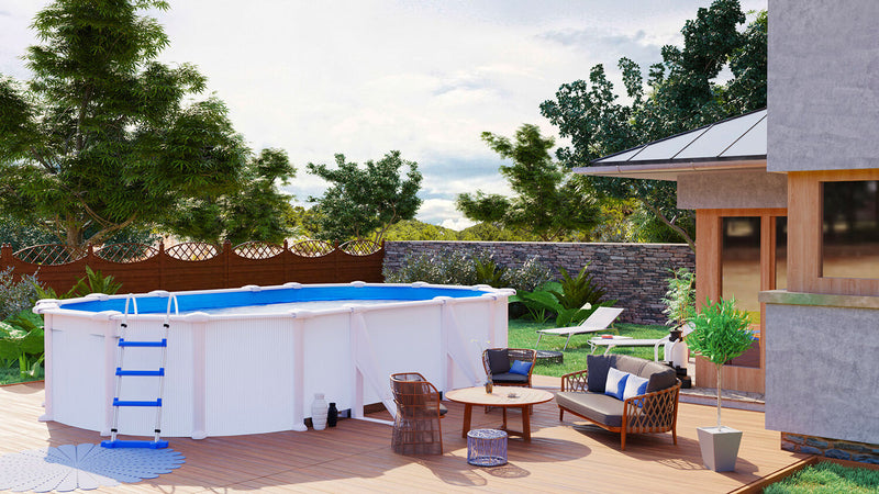 Piscina Ovale Fuori Terra 610x375xh120 cm in Acciaio e PVC Gre Fidji