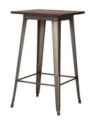 Tavolo Bar Detroit Quadrato 60x60x105 cm in Ferro e ELM Legno