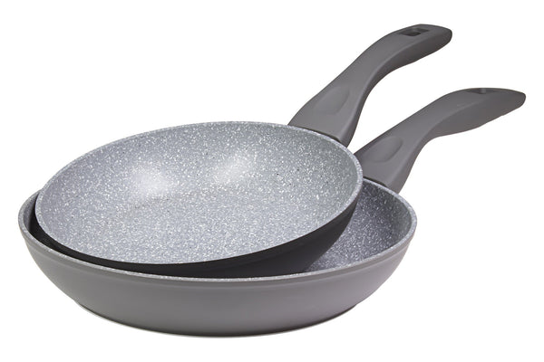 Set 2 Bratpfannen 20-24 cm aus geschmiedetem Aluminium Antihaft-Induktionskollektion Rocky Grey sconto