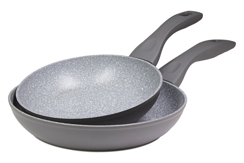 Set 2 Padelle 20-24 cm in Alluminio Forgiato Antiaderente Induzione Collection Rocky Grigie