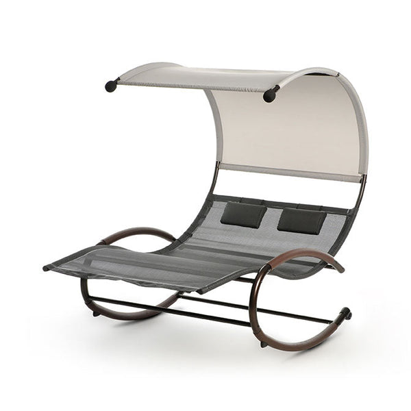 prezzo 2-Sitzer-Garten-Schaukelhängematte aus Eisen und Textilene mit Sonnenschirm Taddei Rocking Lounge Duo Beige