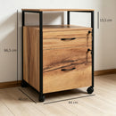 Cassettiera da Ufficio 44x40x66,5 cm con 2 Cassetti con Serratura Ruote Struttura in Acciaio Marrone Rustico      