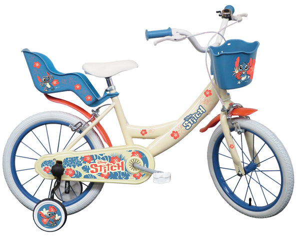 Bicicletta per Bambina 16"" 2 Freni con Licenza Disney Stitch Bianca prezzo