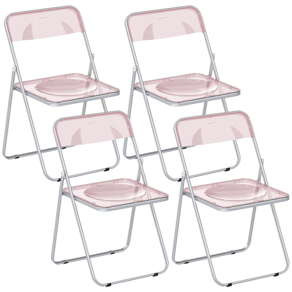 Set 4 Sedie Pieghevoli 47x48x75 cm in Acrilico Trasparenti Rosa prezzo