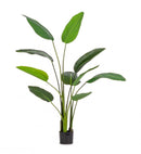 Set 2 Piante Artificiali Strelitzia 90x80x150 cm in Plastica con Vasi Verde