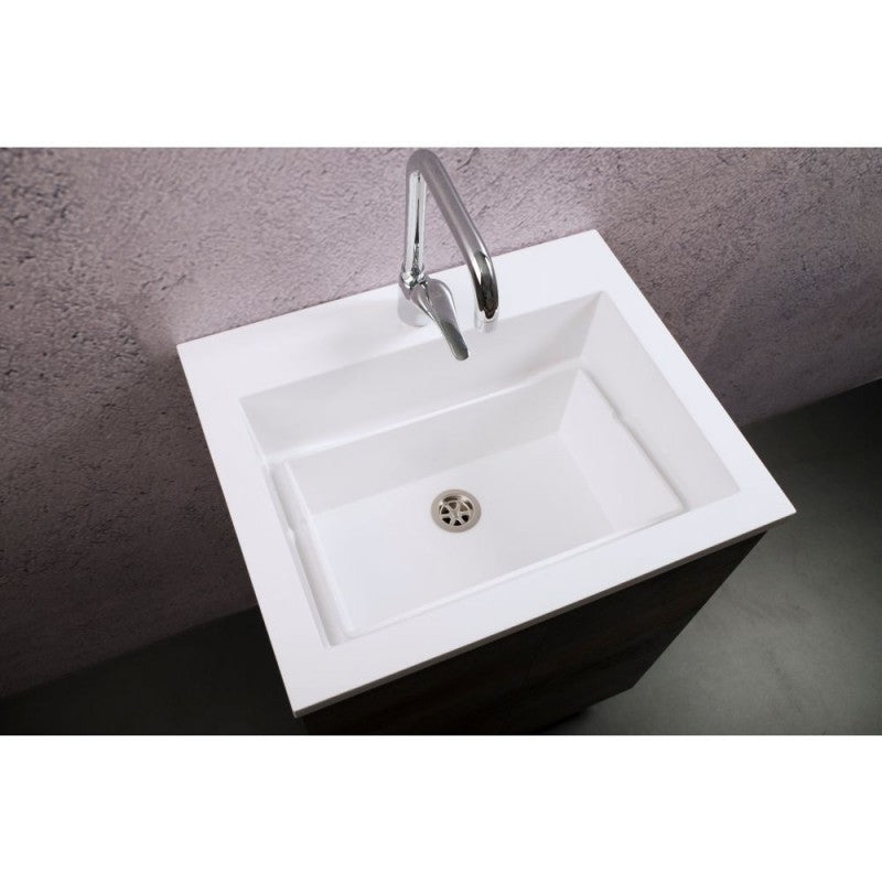 Mobile Lavatoio Sospeso Vasca Zeus in MineralMarmo Apertura a Cassettone 60x48x50 cm Grigio Cemento