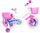 Bicicletta per Bambina 12" 2 Freni con Cestino e Borse Laterali Bianca e Rosa