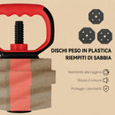 Set Pesi Palestra 6 in 1 Multifunzione 125x18x18 cm da 20kg Totali in Plastica e Sabbia Rosso      