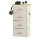 Cassettiera 4 Cassetti Pieghevoli 45x30x94,5 cm Struttura in Acciaio e Tessuto Beige   