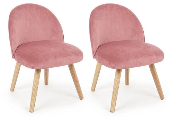 Set 2 Poltroncine 47x57x76 cm Adeline in Velluto Rosa Antico