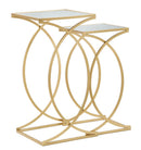 Porta Telefono Siomply Coppia 35x35x70-30x30x60 cm in Ferro MDF e Specchio Oro