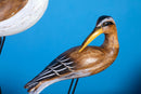 Set 2 Statuette Airone in Legno H 31 cm