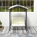Dondolo da Giardino 2 Posti 150x120x182 cm con Tettuccio Regolabile Crema   