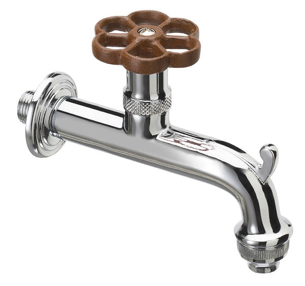 acquista Rubinetto per Fontana da Giardino in Ottone Cromato con Ghiera in Tinta Belfer RUB/018 Ruggine