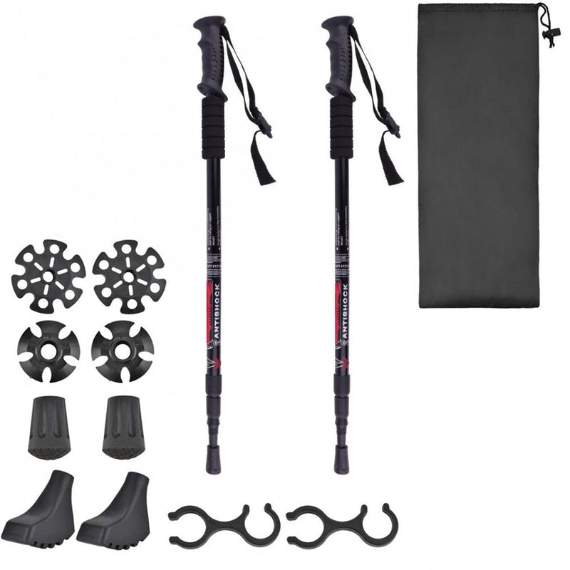 Set 2 Bastoni da Trekking 135 cm Regolabili con Impugnatura Antiscivolo