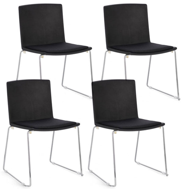 sconto Set 4 Sedie 43,5x50x79 cm Giulia in Poliestere Cromo e Nero