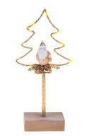 Set 2 Alberi di Natale con Led 26 cm in Metallo e Legno Oro