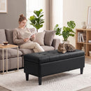 Cassapanca Pouf Contenitore Poggiapiedi 136 L 110x41x42 cm in Finta Pelle Adatta agli Animali Domestici Nero      