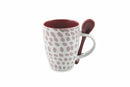 Set 20 Tazze con Cucchiaino Ø8x10 cm in Ceramica Villa d'Este Home Tivoli Aurora Bianco e Viola