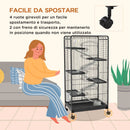 Gabbia per Piccoli Animali 61,5x44x131 cm Con Ruote Rampe e Accessori Nero   