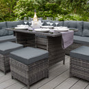 Set Salotto da Giardino 240x186x70 cm ad Angolo con Tavolo e Box Contenitore in Rattan Grigio