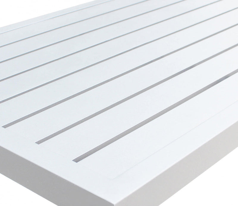 Set Salotto da Giardino Divano 2 Poltrone e Tavolino con Cuscini in Alluminio Bianco