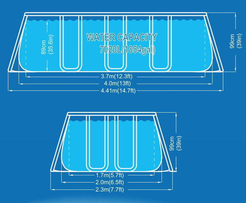 Piscina Fuori Terra Rettangolare 400x200x99cm Jilong Grigia