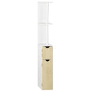 Mobile a Colonna 2 Ripiani 2 Armadietti 15,2x29,8x118 cm in MDF e Legno Truciolare Bianco e Legno