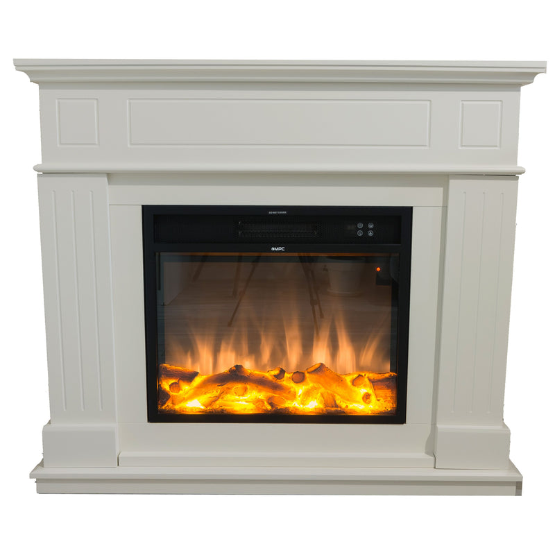 Camino Elettrico da Pavimento 110x95x25 cm Effetto Fiamma 1500W Sined Pienza Bianco