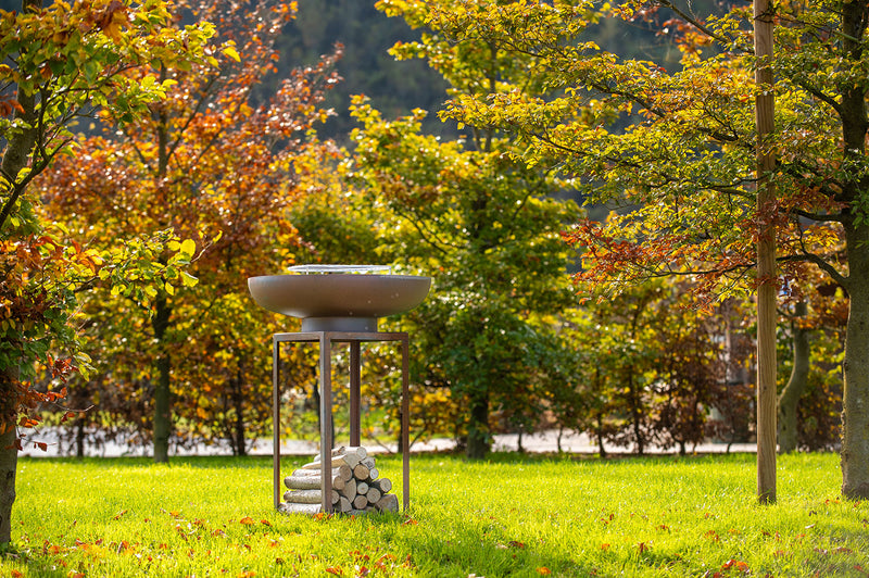 Barbecue a Legna Ø75x97 cm Ara in Acciaio Nero Alta Temperatura 