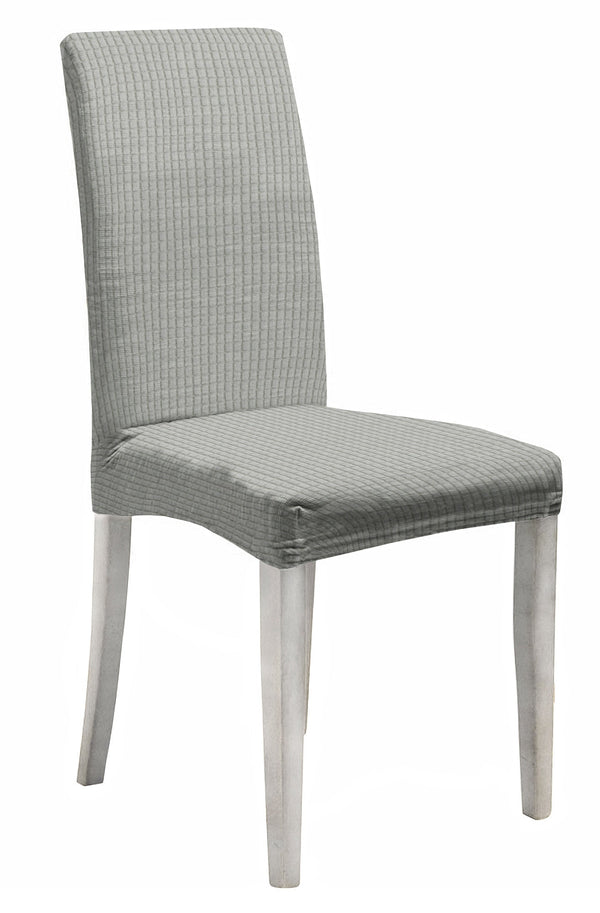 sconto Satz mit 2 Stuhlhussen mit elastischer Rückseite aus hellgrauem Leslie-Polyester