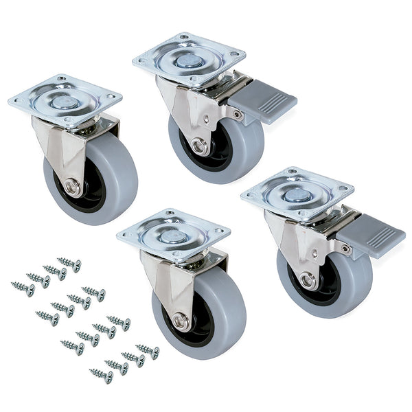 sconto Satz mit 4 Rutschrädern für Trolley Ø7,5 cm mit Montageplatte aus grauem Emuca-Stahl