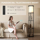Lampada da Terra LED con Ripiani Rotondi Ø29 x 158A cm Paralume in Tessuto Interruttore a Pedale e Telecomando Nero      