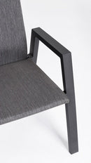 Set 4 Sedie con Braccioli da Giardino 59.5x72x111 cm in Alluminio Ethan Antracite
