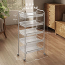 Carrello da Cucina Salvaspazio 5 Livelli con Cestini a Rete in Acciaio 45x26,5x106 cm Bianco 