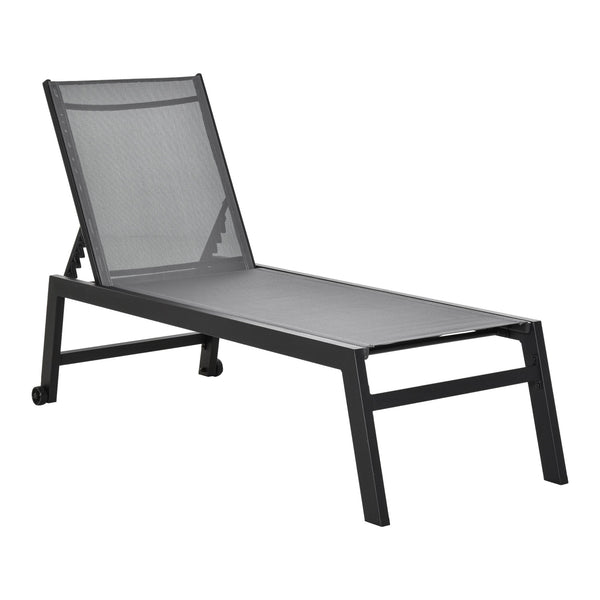 sconto Garten-Sonnenliege 169 x 65 x 102 cm UV Schwarz und Grau