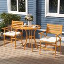Set Tavolo e 2 Sedie con Cuscini da Giardino in Legno di Pino Naturale