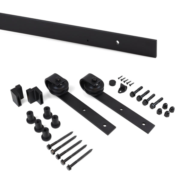sconto Emuca Schiebetürschiene aus schwarzem Stahl mit Zubehörset 200 cm
