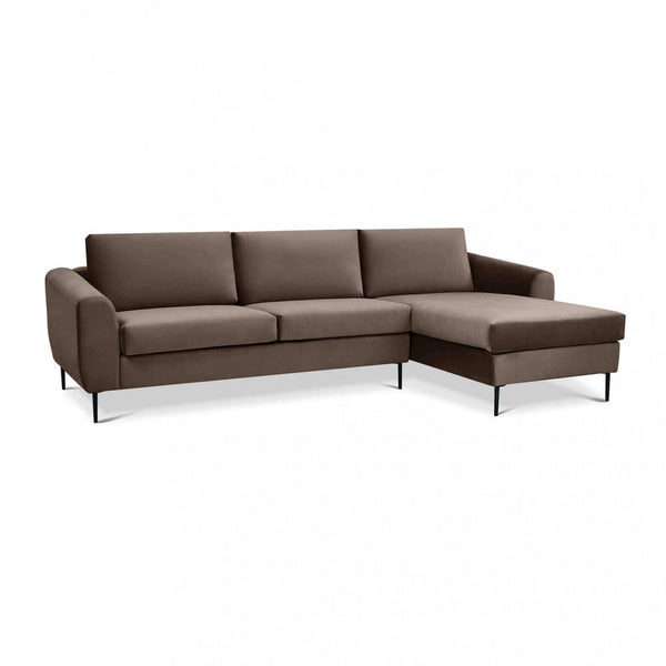 acquista Gregory Sofa mit Chaiselongue aus braunem Stoff